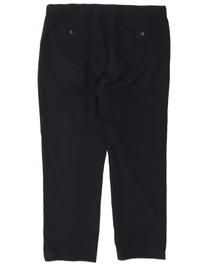 Marks & Spencer Mens Straight Chino Trousers W42 L29 Navy Blue Polyester