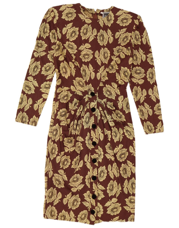Luisa Spagnoli Womens Long Sleeve Sheath Dress IT 44 Medium Brown Floral
