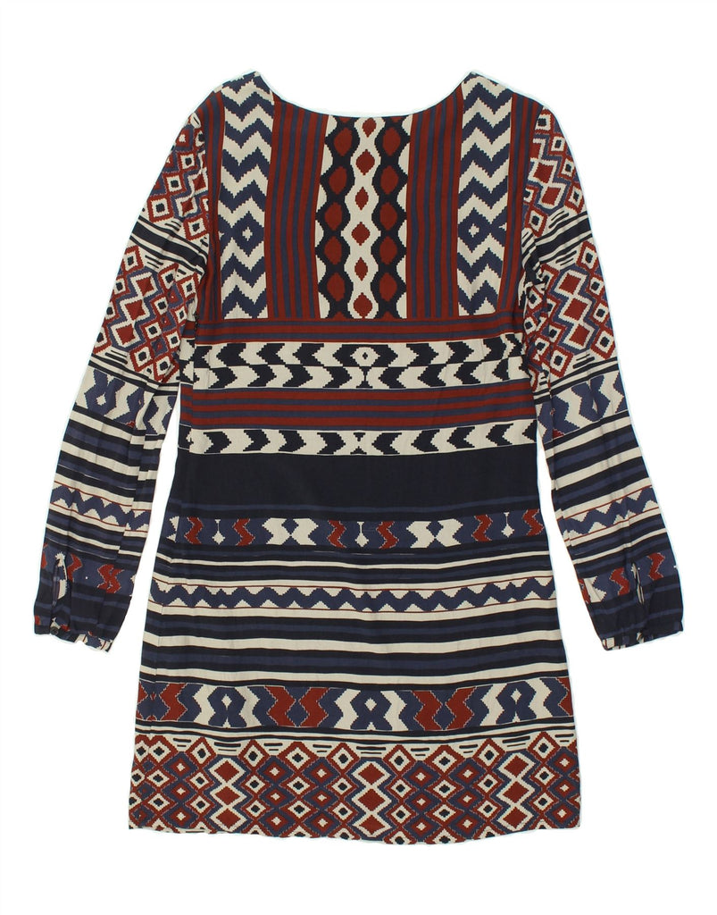 DESIGUAL Womens Long Sleeve Tunic Dress EU 36 Small Brown Fair Isle | Vintage Desigual | Thrift | Second-Hand Desigual | Used Clothing | Messina Hembry 