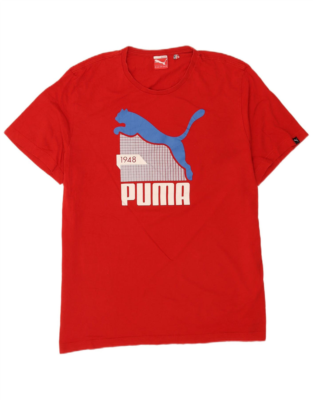 Puma Mens Graphic T-Shirt Top 2XL Red Cotton