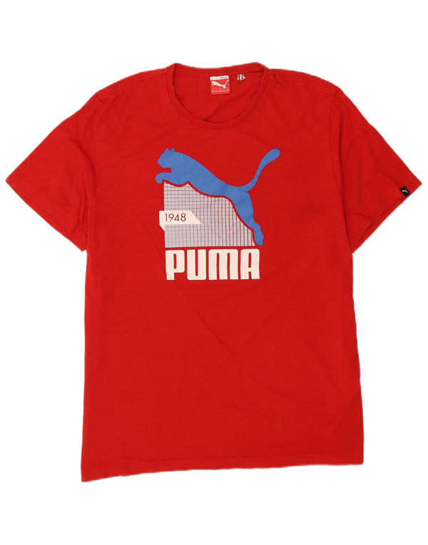 Puma Mens Graphic T-Shirt Top 2XL Red Cotton