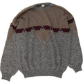 VINTAGE Mens Crew Neck Jumper Sweater XL Grey Colourblock Wool Vintage Vintage and Second-Hand Vintage from Messina Hembry 