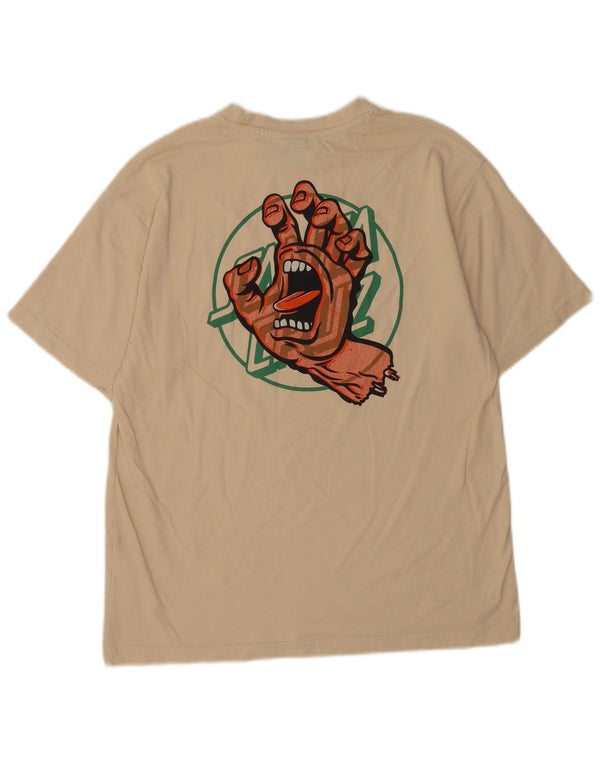 SANTA CRUZ Mens Graphic T-Shirt Top Small Beige Cotton