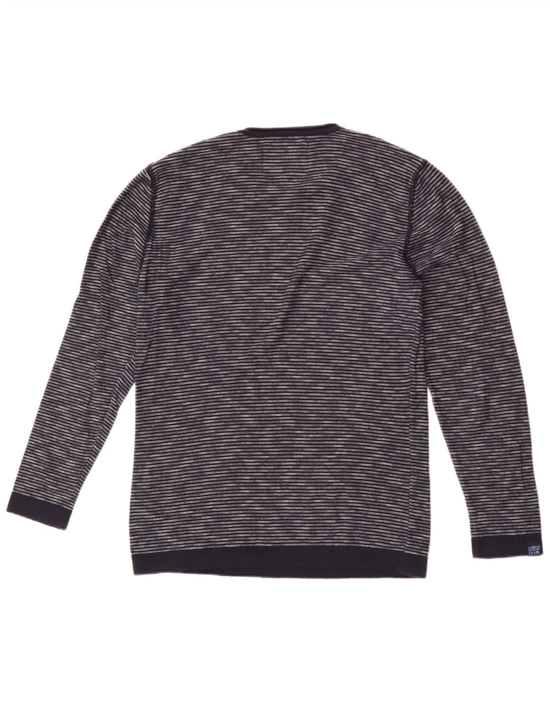 Superdry Mens Crew Neck Jumper Sweater Medium Navy Blue Pinstripe Cotton