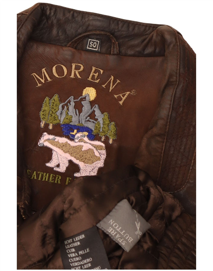 Morena Mens Leather Jacket IT 50 Large Brown Leather