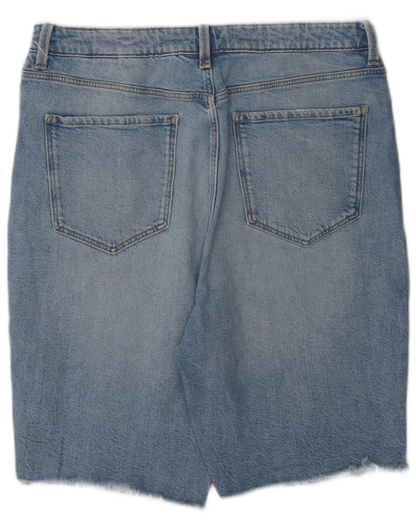Marks & Spencer Womens High Waist Denim Shorts UK 14 Large W34 Blue Cotton