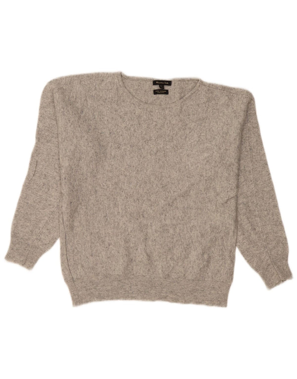Massimo Dutti Womens Boat Neck Jumper Sweater UK 16 Large Grey Wool