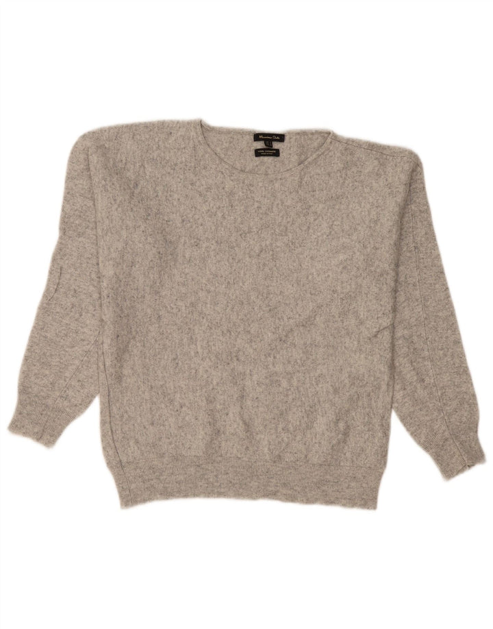 Massimo Dutti Womens Boat Neck Jumper Sweater UK 16 Large Grey Wool