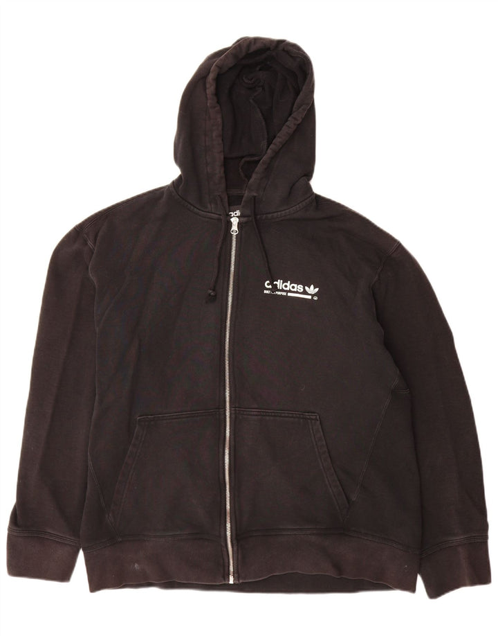 Adidas Mens Graphic Zip Hoodie Sweater Medium Black Cotton