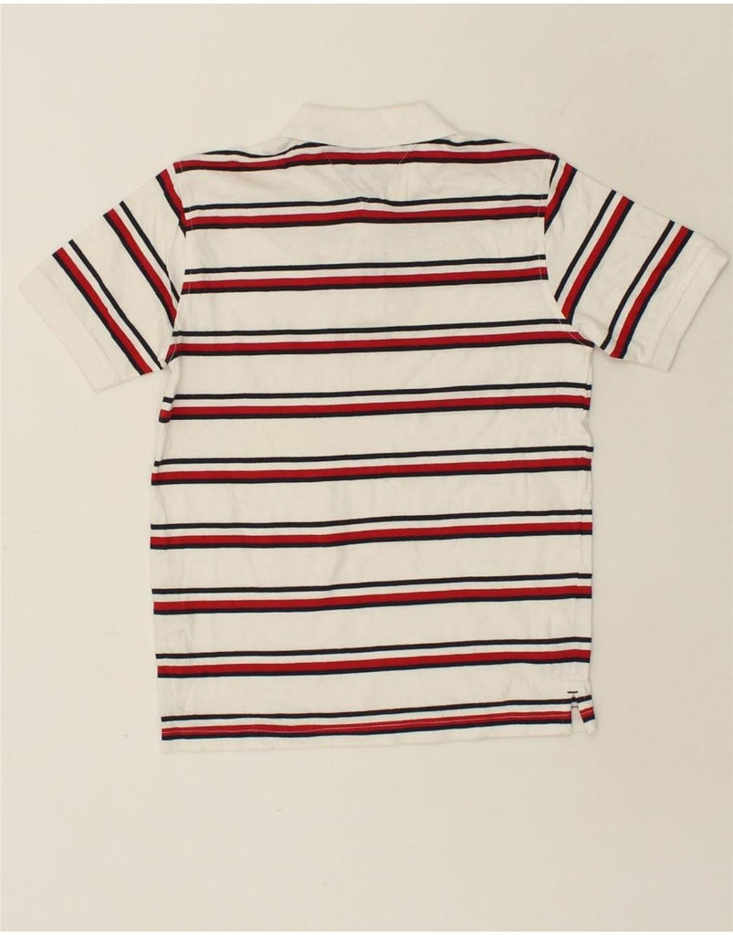 TOMMY HILFIGER Boys Polo Shirt 12-13 Years Medium  White Striped Cotton | Vintage Tommy Hilfiger | Thrift | Second-Hand Tommy Hilfiger | Used Clothing | Messina Hembry 