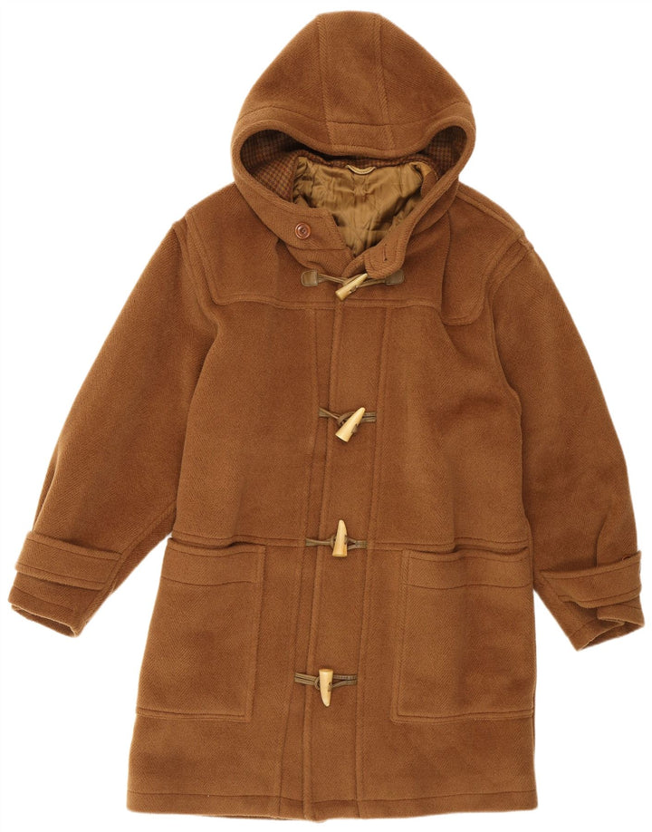 Longhi Mens Hooded Duffle Coat IT 46 Small Beige Wool