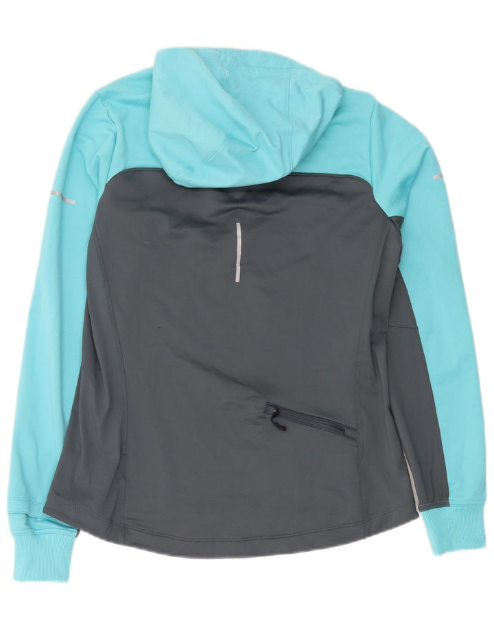 Nike Womens Dri Fit Hooded Pullover Tracksuit Top UK 16 Large Blue