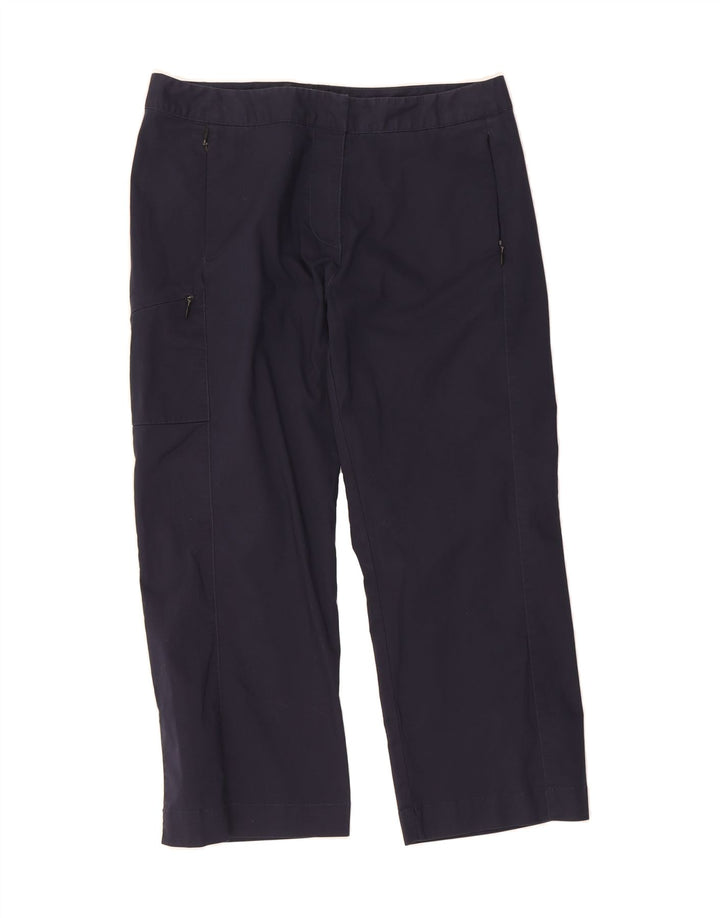 ADIDAS Womens Stretch Capri Trousers US 8 Medium W32 L23 Navy Blue Vintage Adidas and Second-Hand Adidas from Messina Hembry 