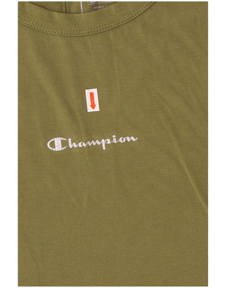 CHAMPION Mens T-Shirt Top Medium Khaki Colourblock Polyester