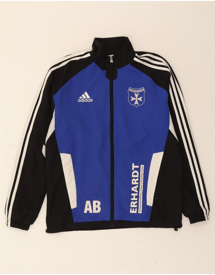 ADIDAS Mens Graphic Tracksuit Top Jacket UK 38/40 Medium Blue Colourblock Vintage Adidas and Second-Hand Adidas from Messina Hembry 