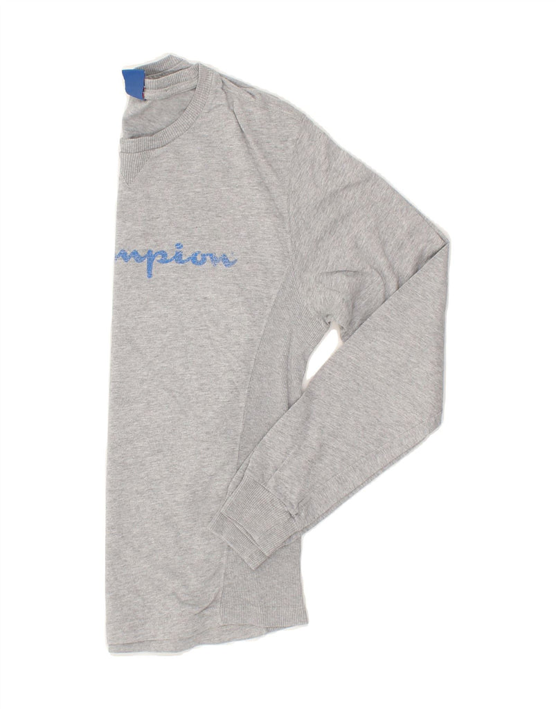 CHAMPION Mens Graphic Top Long Sleeve Medium Grey | Vintage Champion | Thrift | Second-Hand Champion | Used Clothing | Messina Hembry 