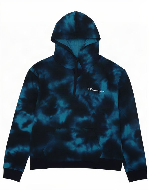 Champion Womens Hoodie Jumper UK 16 Large Blue Tie Dye Cotton