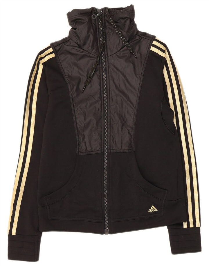 Adidas Womens Climalite Tracksuit Top Jacket UK 12 Medium  Black Polyester