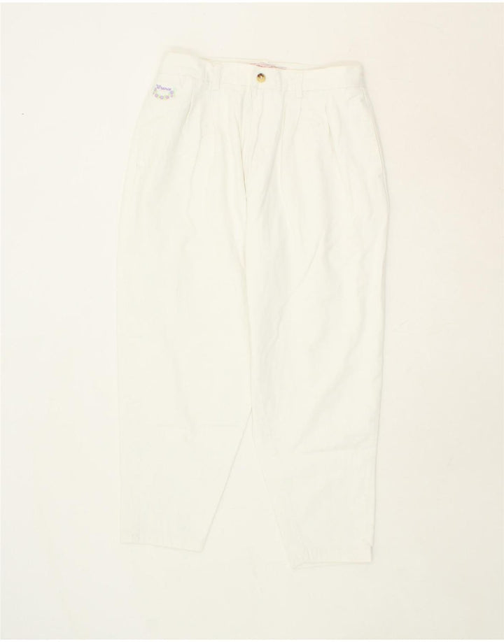 VINTAGE Womens Tapered Cropped Trousers W32 L23 White Vintage Vintage and Second-Hand Vintage from Messina Hembry 