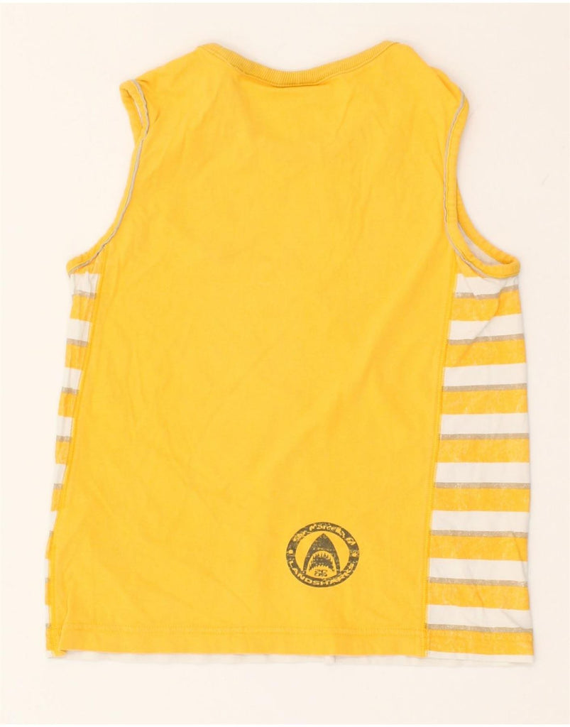 ADIDAS Womens Vest Top UK 12 Medium Yellow Striped Cotton | Vintage Adidas | Thrift | Second-Hand Adidas | Used Clothing | Messina Hembry 