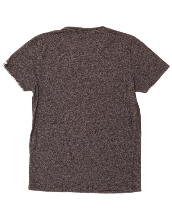 Superdry Mens Graphic T-Shirt Top Large Grey Flecked Cotton