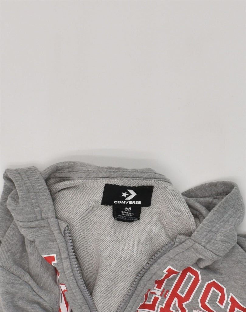 CONVERSE Boys Graphic Zip Hoodie Sweater 10-11 Years Medium Grey Cotton | Vintage Converse | Thrift | Second-Hand Converse | Used Clothing | Messina Hembry 