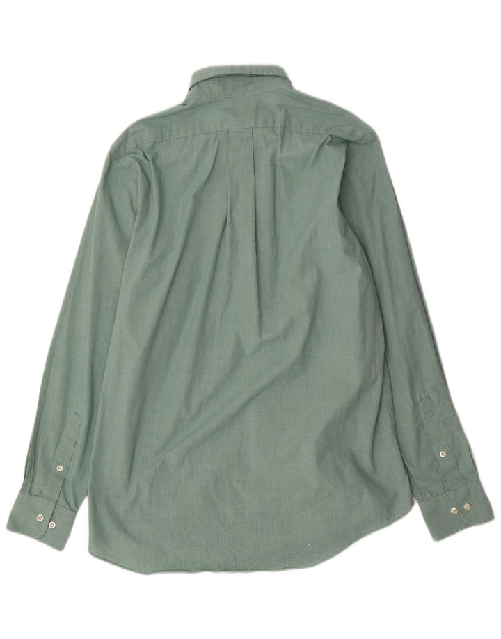 Chaps Mens Classic Fit Shirt Size 15 1/2 Medium Green Houndstooth Cotton