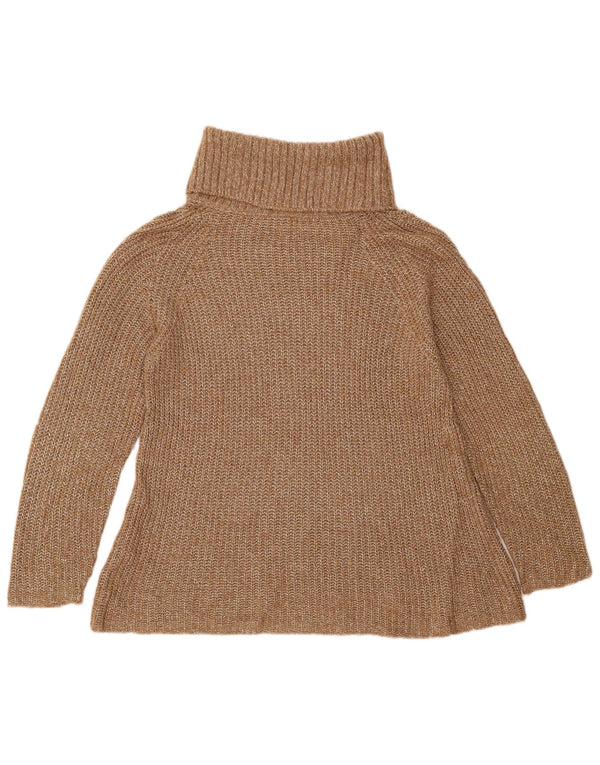 Massimo Dutti Womens Roll Neck Jumper Sweater UK 10 Small Beige Flecked