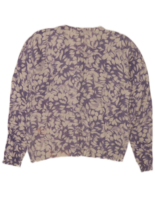 Marks & Spencer Womens Cardigan Sweater UK 8 Small Purple Floral Viscose