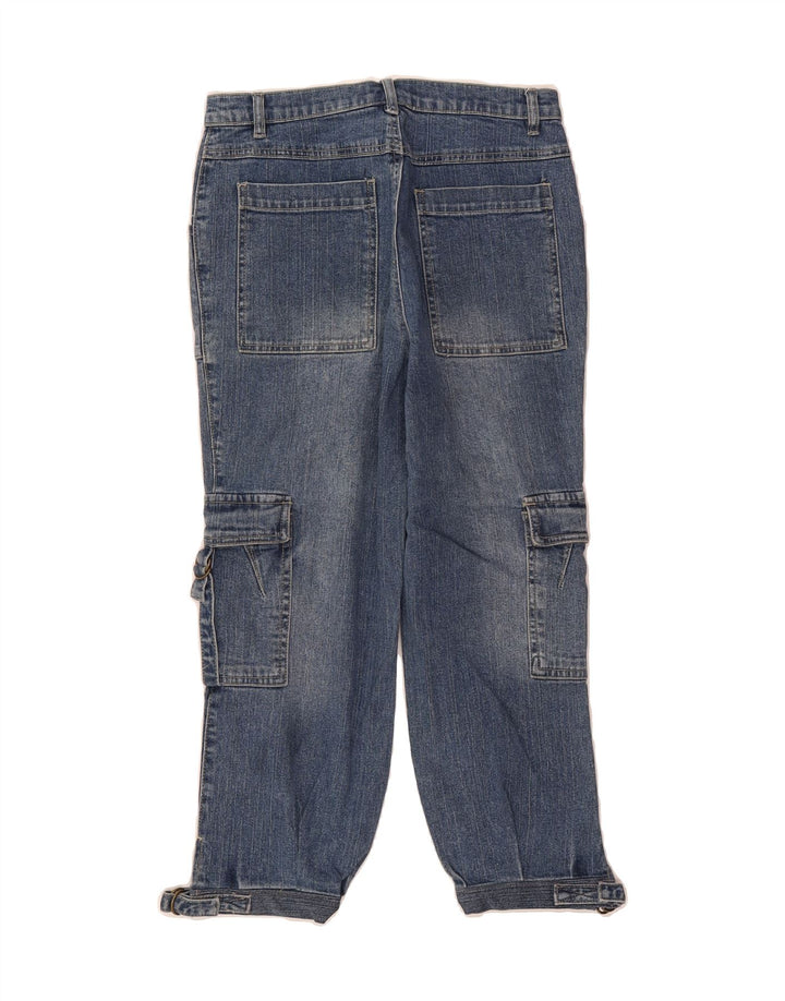 HELLINE Womens Cargo Cropped Jeans UK 12 Medium W28 L23 Blue Cotton Vintage HELLINE and Second-Hand HELLINE from Messina Hembry 