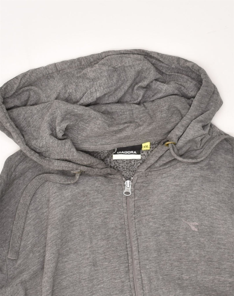 DIADORA Mens Zip Hoodie Sweater 2XL Grey Cotton | Vintage Diadora | Thrift | Second-Hand Diadora | Used Clothing | Messina Hembry 