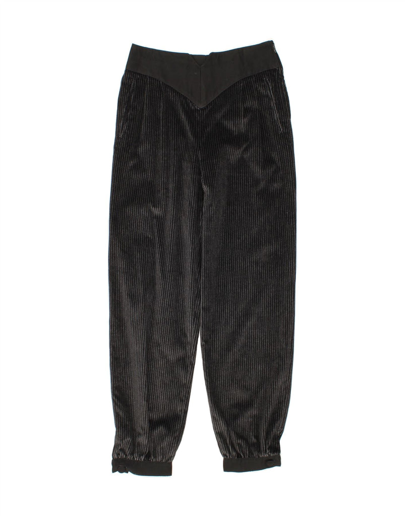 VINTAGE Womens Tapered Casual Trousers W30 L30 Black Striped Vintage Vintage and Second-Hand Vintage from Messina Hembry 