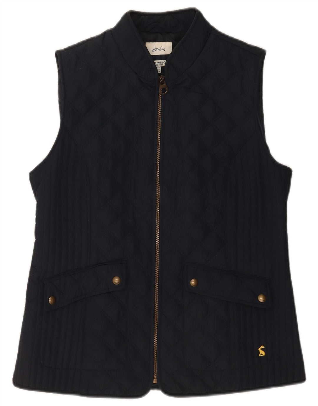 Joules Womens Quilted Gilet UK 14 Large Navy Blue Polyester