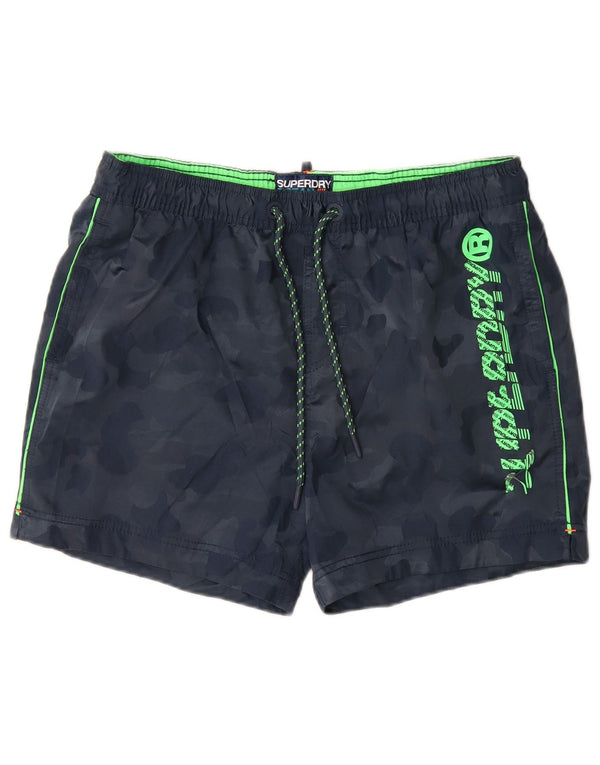 Superdry Mens Graphic Swimming Shorts XL  Navy Blue Camouflage Polyester
