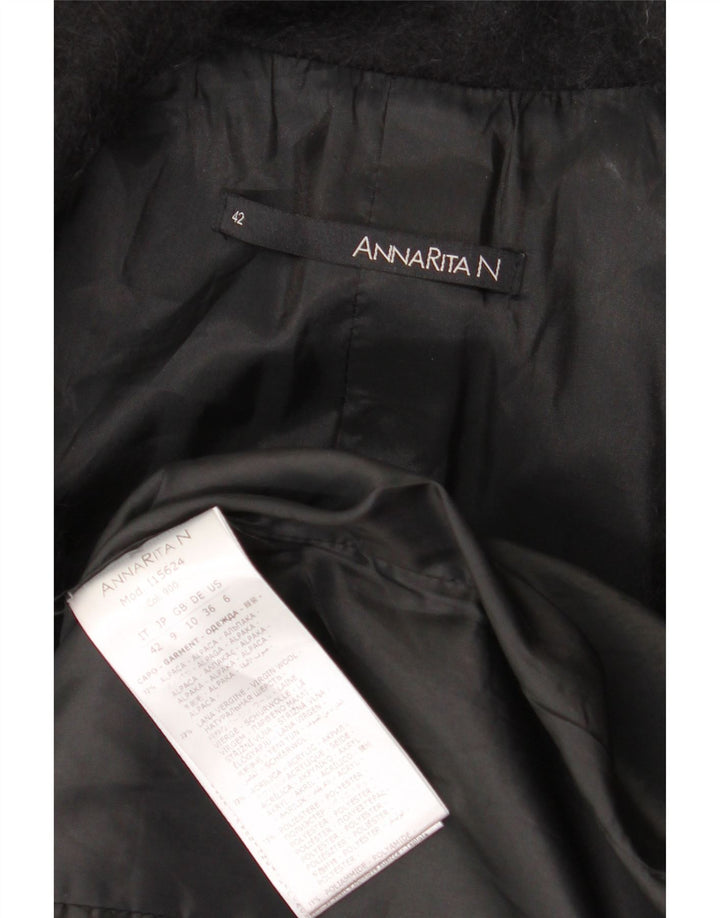 Annarita N Womens Overcoat IT 42 Medium Black Alpaca Wool