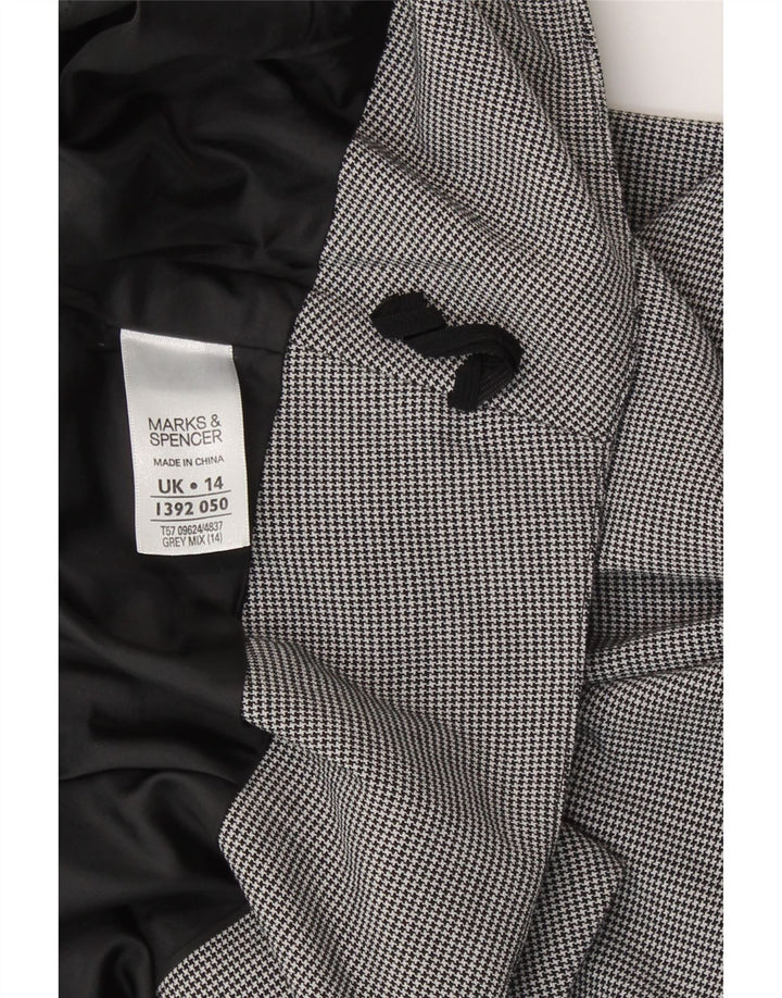 Marks & Spencer Womens Pencil Skirt UK 14 Large W32 Grey Houndstooth