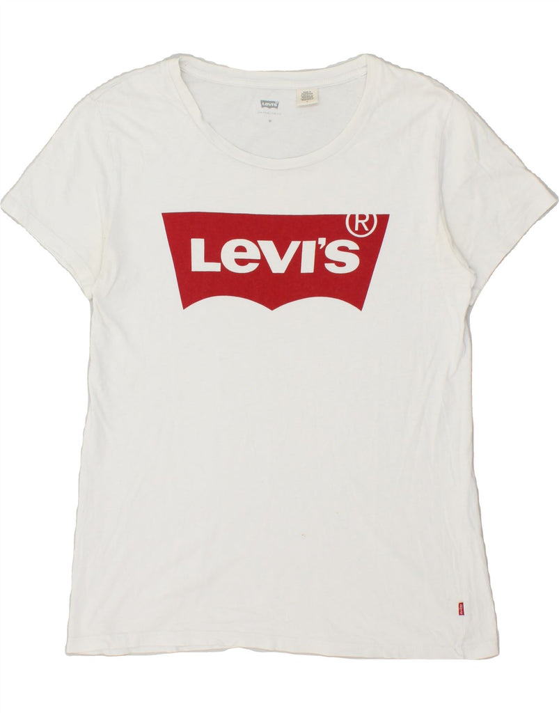 LEVI'S Womens Graphic T-Shirt Top UK 14 Medium White Cotton | Vintage Levi's | Thrift | Second-Hand Levi's | Used Clothing | Messina Hembry 