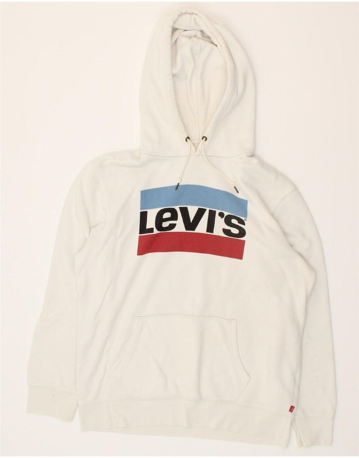 LEVI'S Mens Graphic Hoodie Jumper XL White Cotton Vintage Levi's and Second-Hand Levi's from Messina Hembry 