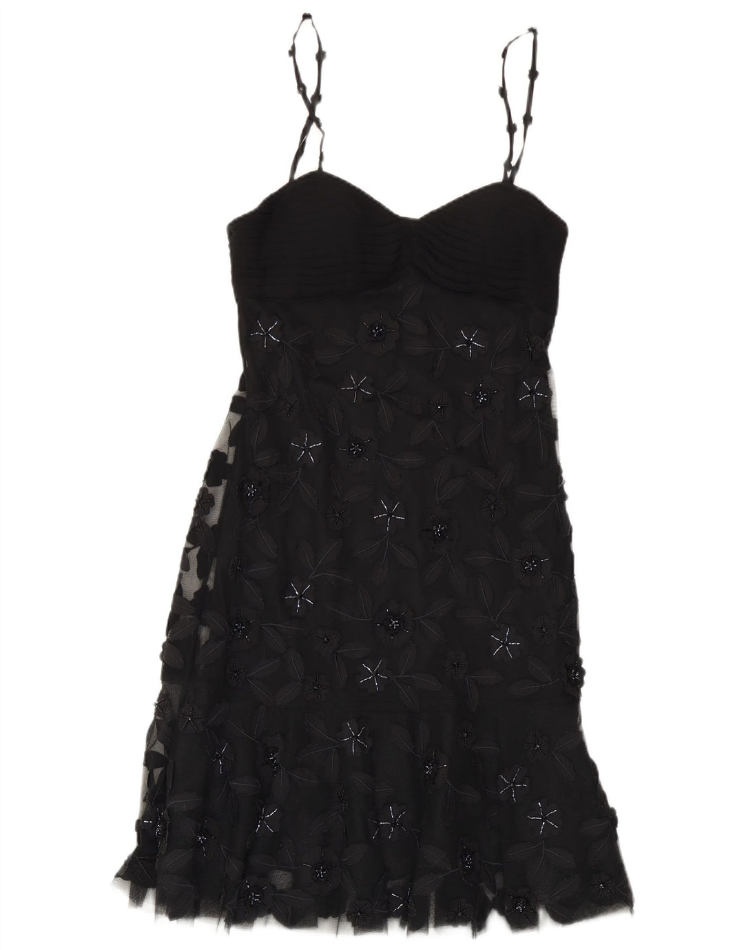 Vintage Womens Slip Dress EU 38 Medium Black Floral Polyester