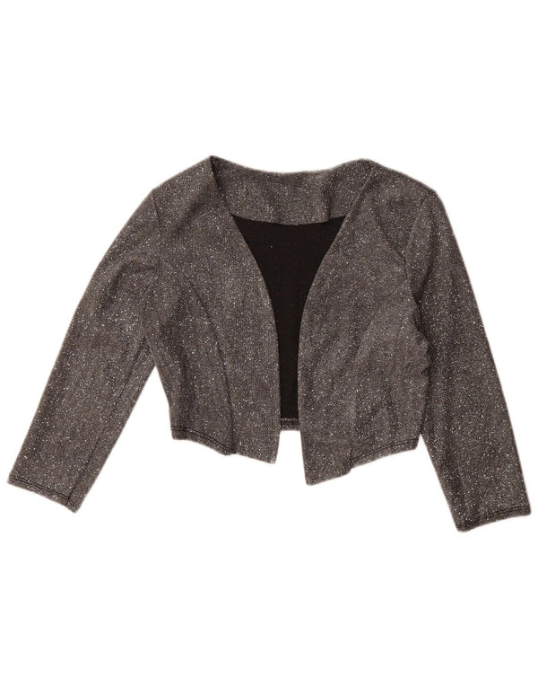 Vintage Womens 3/4 Sleeve Bolero Top UK 12 Medium Grey Flecked