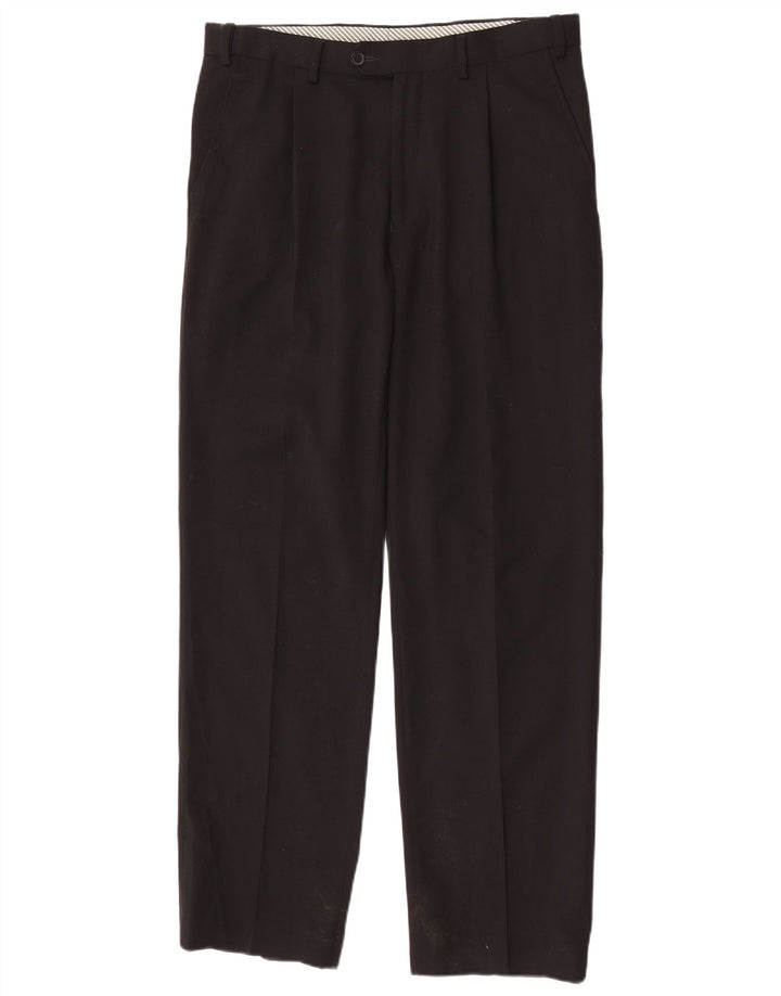 Marks & Spencer Mens Straight Suit Trousers W32 L31 Black Polyester