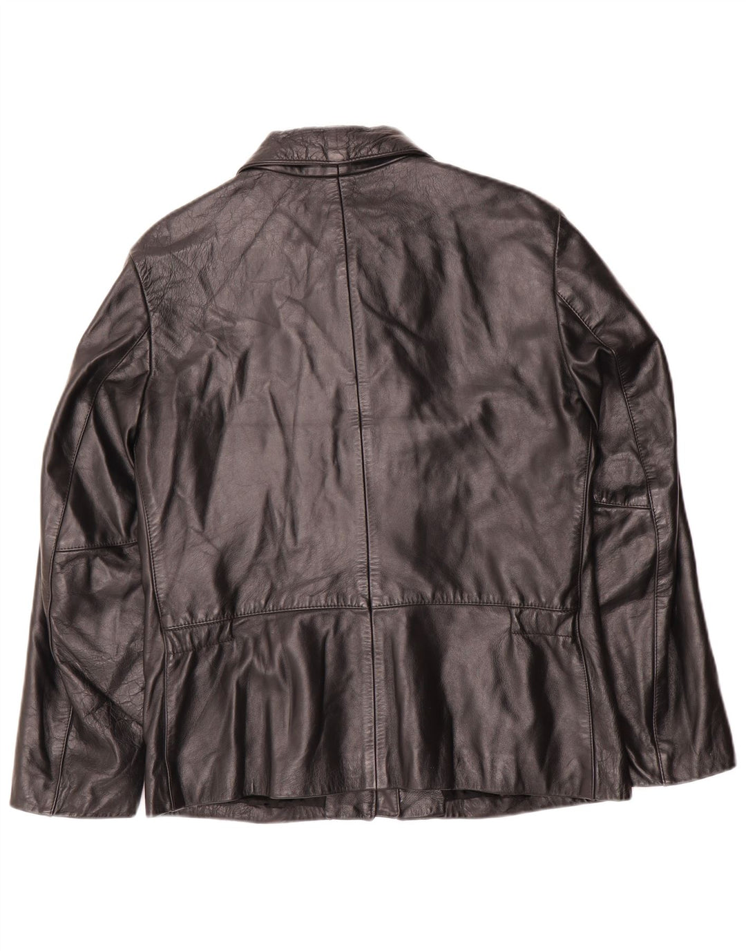 Benetton Womens Leather Jacket UK 14 Medium Black Leather