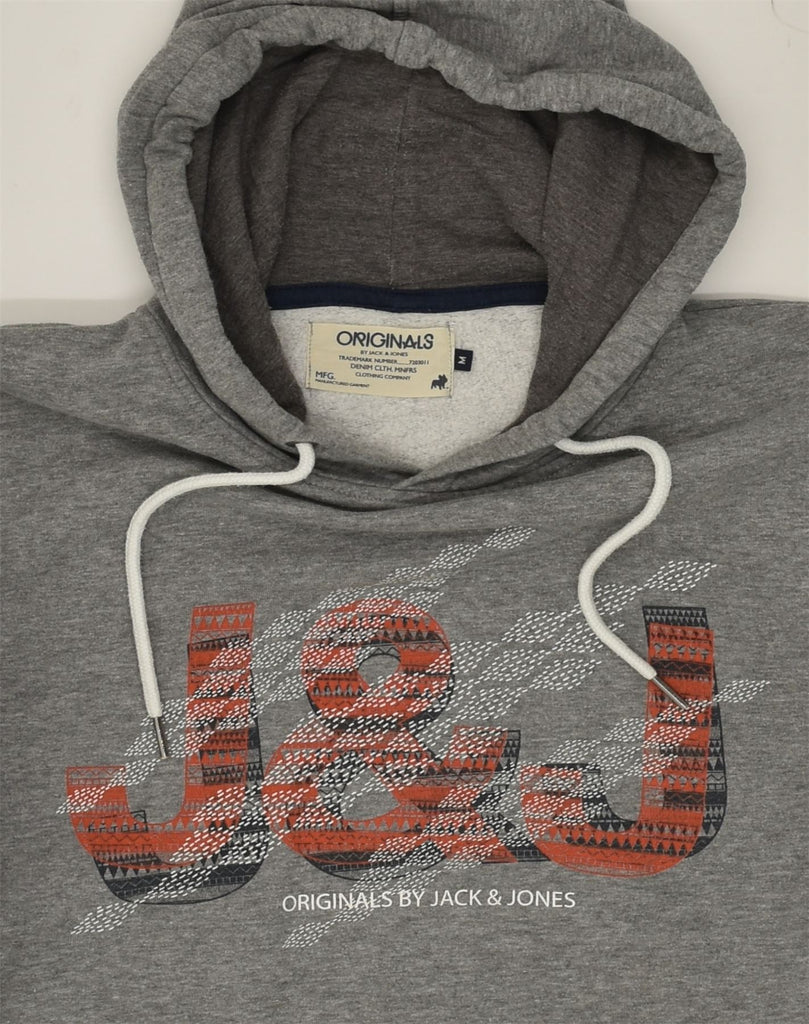 JACK & JONES Womens Graphic Hoodie Jumper UK 12 Medium Grey Cotton | Vintage Jack & Jones | Thrift | Second-Hand Jack & Jones | Used Clothing | Messina Hembry 