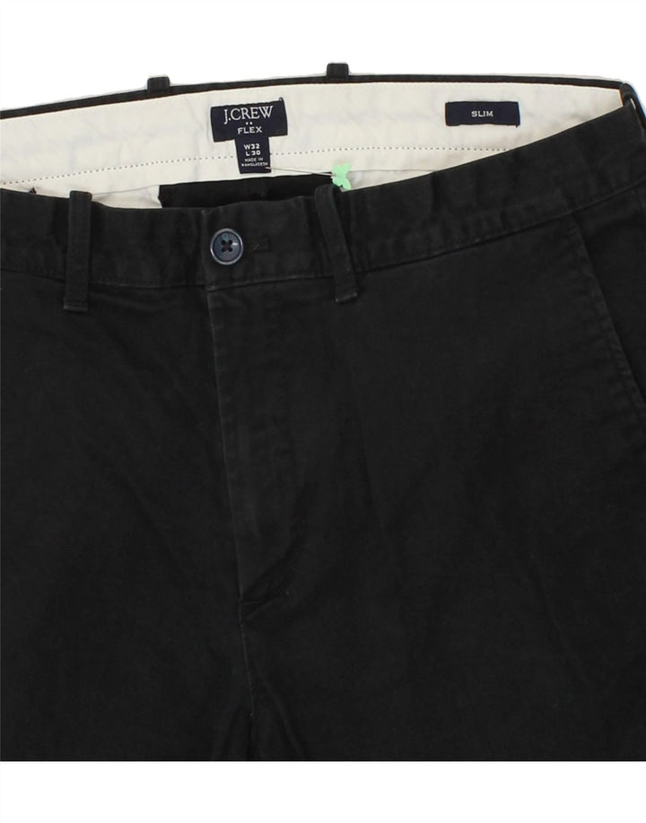 J. CREW Mens Slim Chino Trousers W32 L30 Black Cotton