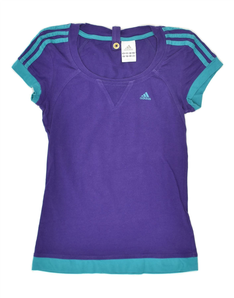 ADIDAS Womens T-Shirt Top UK 8 Small Purple Cotton | Vintage Adidas | Thrift | Second-Hand Adidas | Used Clothing | Messina Hembry 