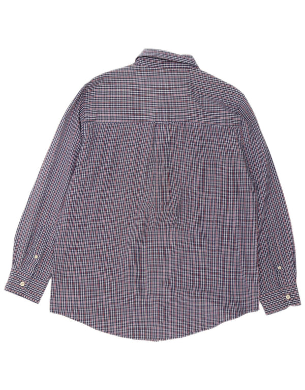 Chaps Mens Shirt Medium Blue Gingham Cotton