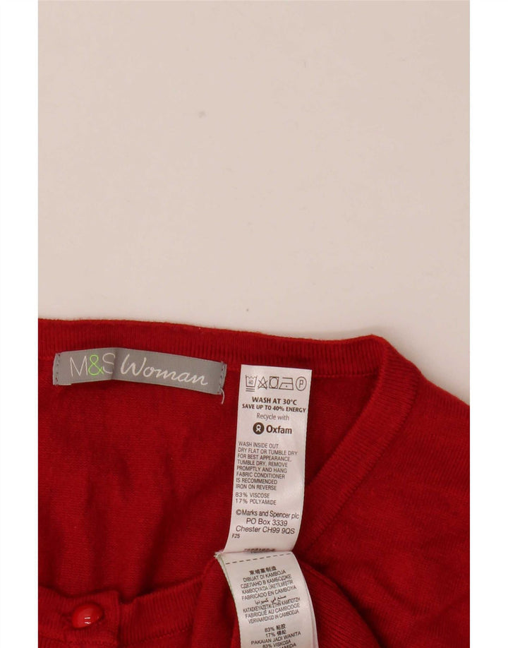 Marks & Spencer Womens Cardigan Sweater UK 18 XL Red Viscose