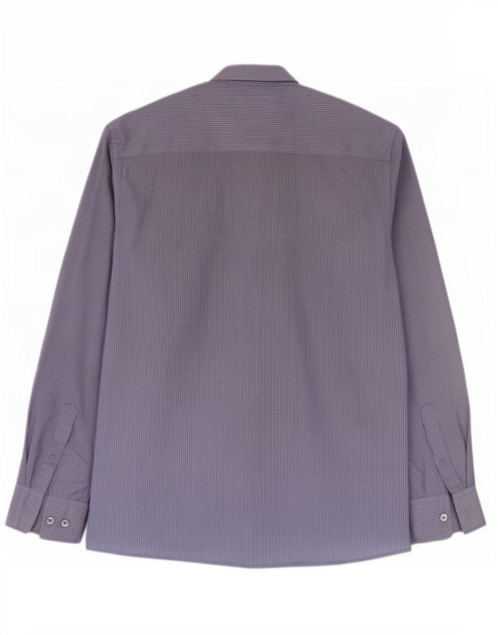 Pierre Cardin Mens Shirt Large Blue Pinstripe Polyester