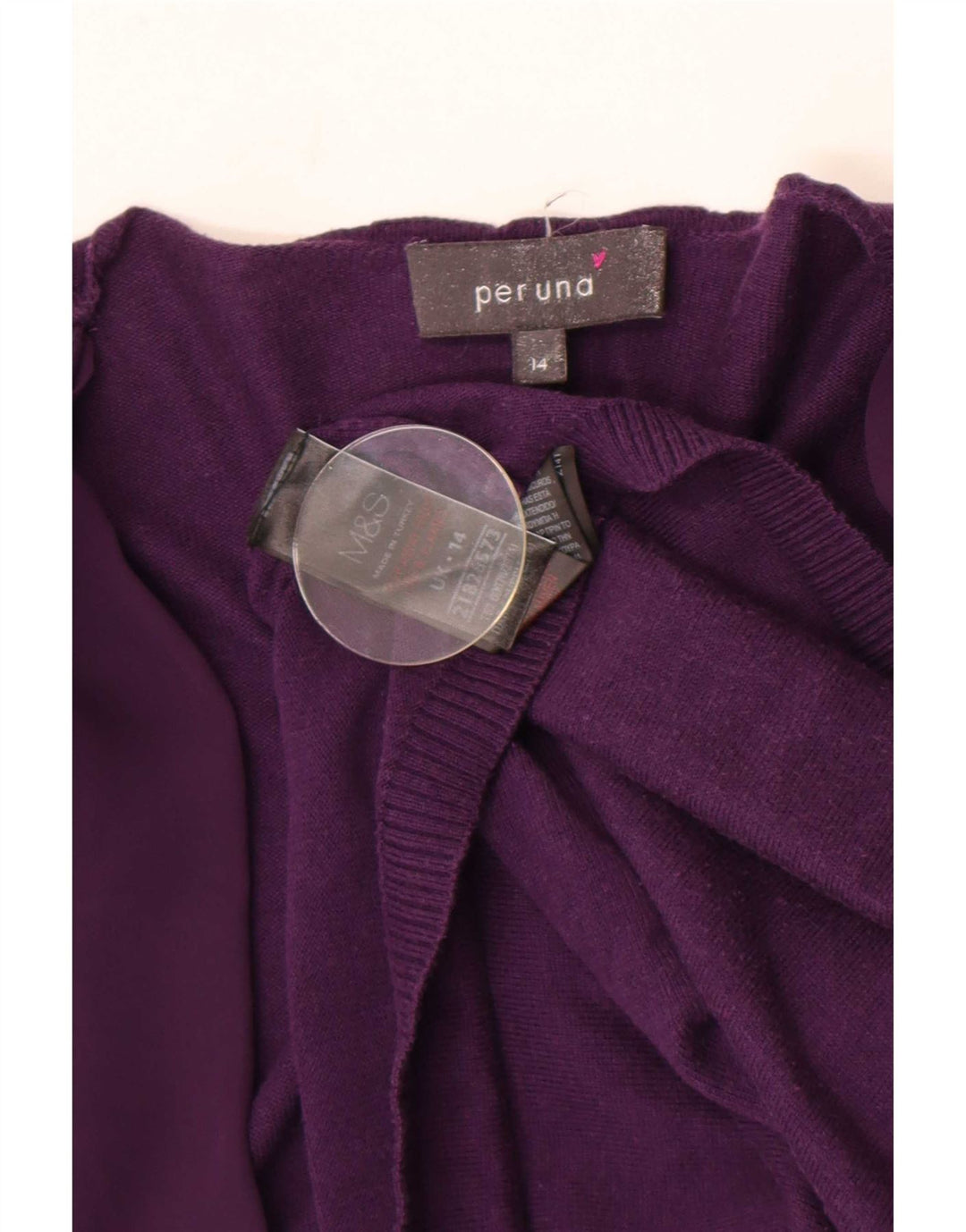 Marks & Spencer Womens Open Cardigan Sweater UK 14 Medium Purple Cotton