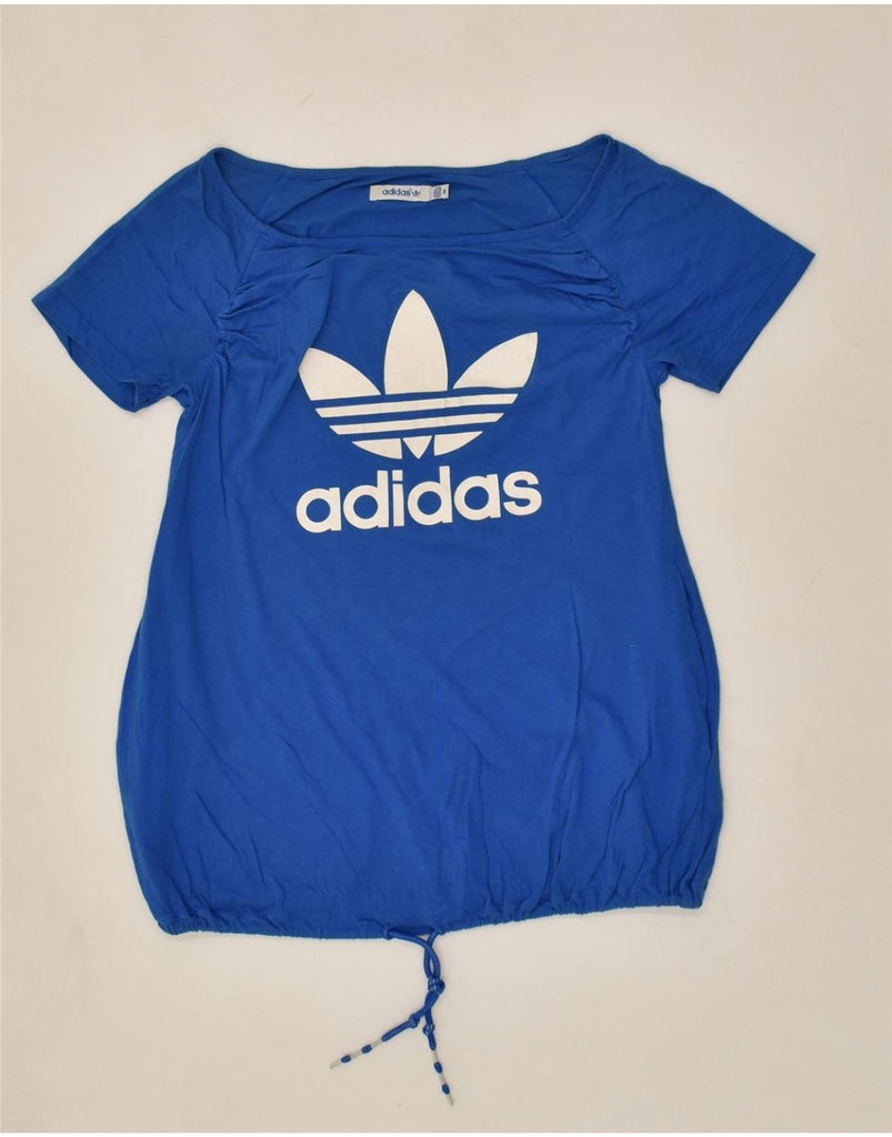 ADIDAS Womens Graphic T-Shirt Top EU 36 Small Blue Cotton | Vintage Adidas | Thrift | Second-Hand Adidas | Used Clothing | Messina Hembry 